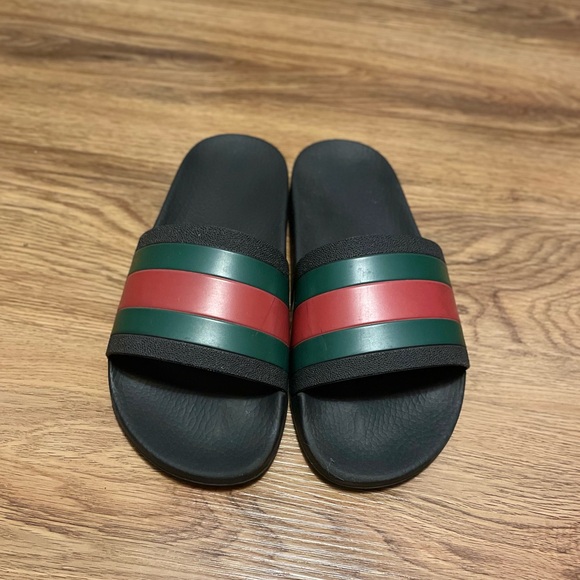 Mens Gucci Rubber Pool Slide Web Size 7 - Picture 1 of 8